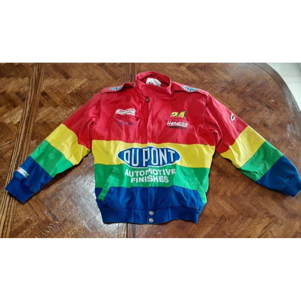 Vintage Official NASCAR Jeff Gordon DuPont Rainbow Jacket, Size Large